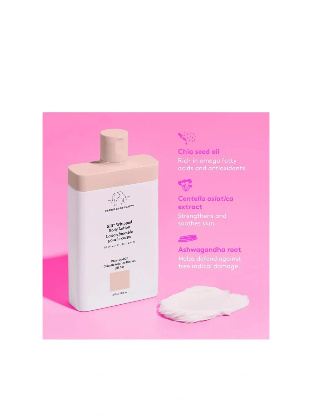 Drunk Elephant Sili Whipped Body Lotion 8oz Deep Moisture Calm Hydrating